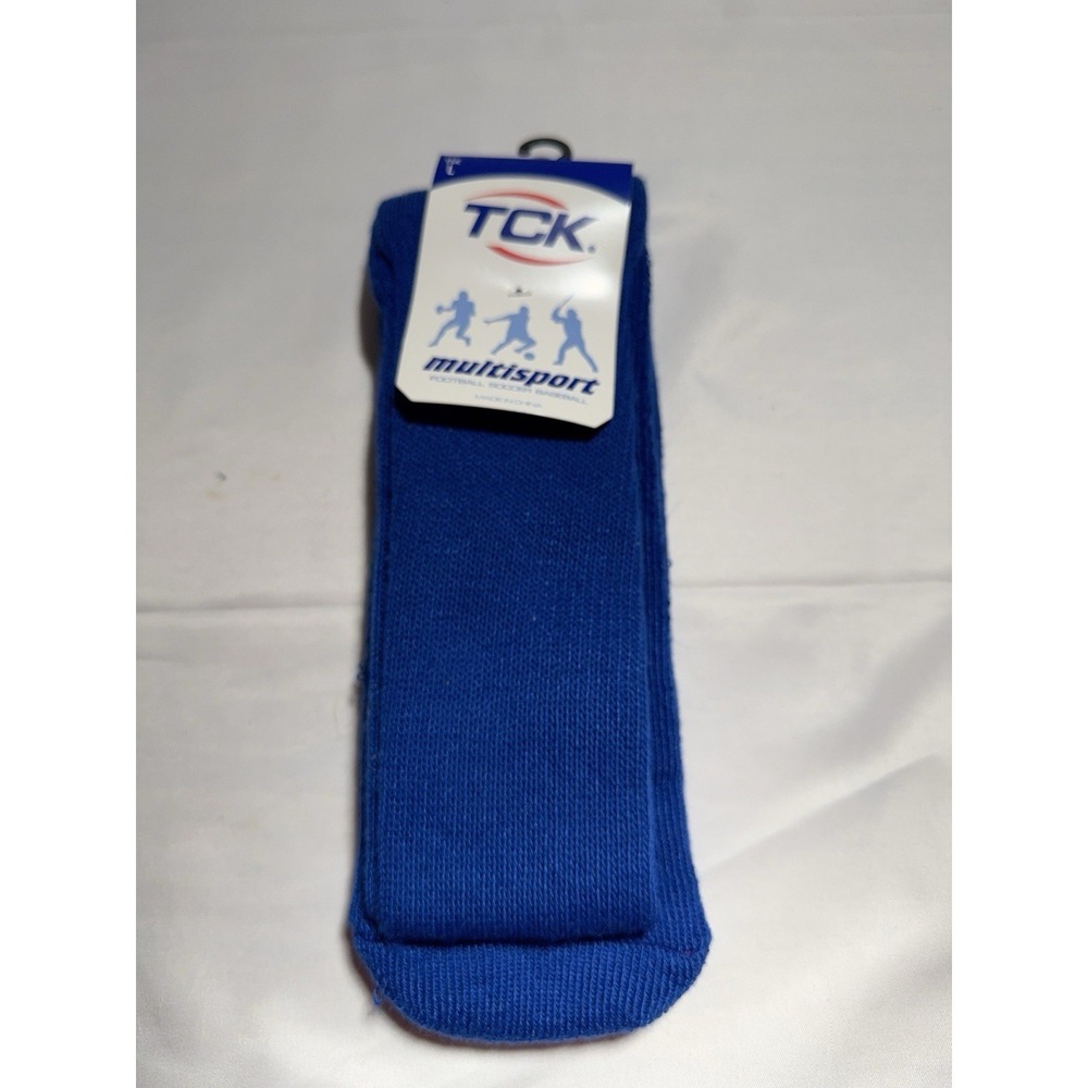 TCK socks multisport thick long polyester blend blue large length 18" width READ